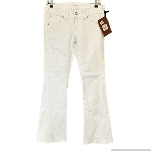 NWT True Religion Disco Joey Jeans White Denim flare  crystal buttons Size 30/32